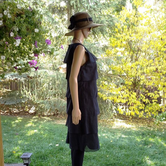Talbots, 100% cotton black tiered ruffle sleeveless dress - Picture 5 of 8